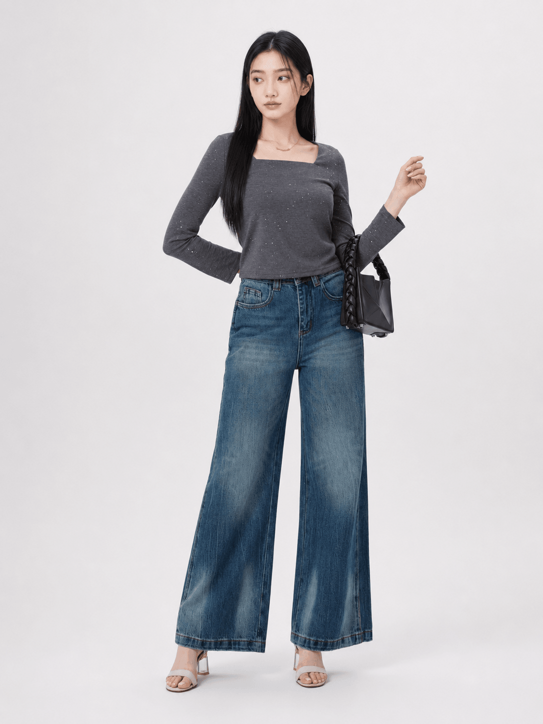 Rhinestone Long Sleeve Top ZBP5228