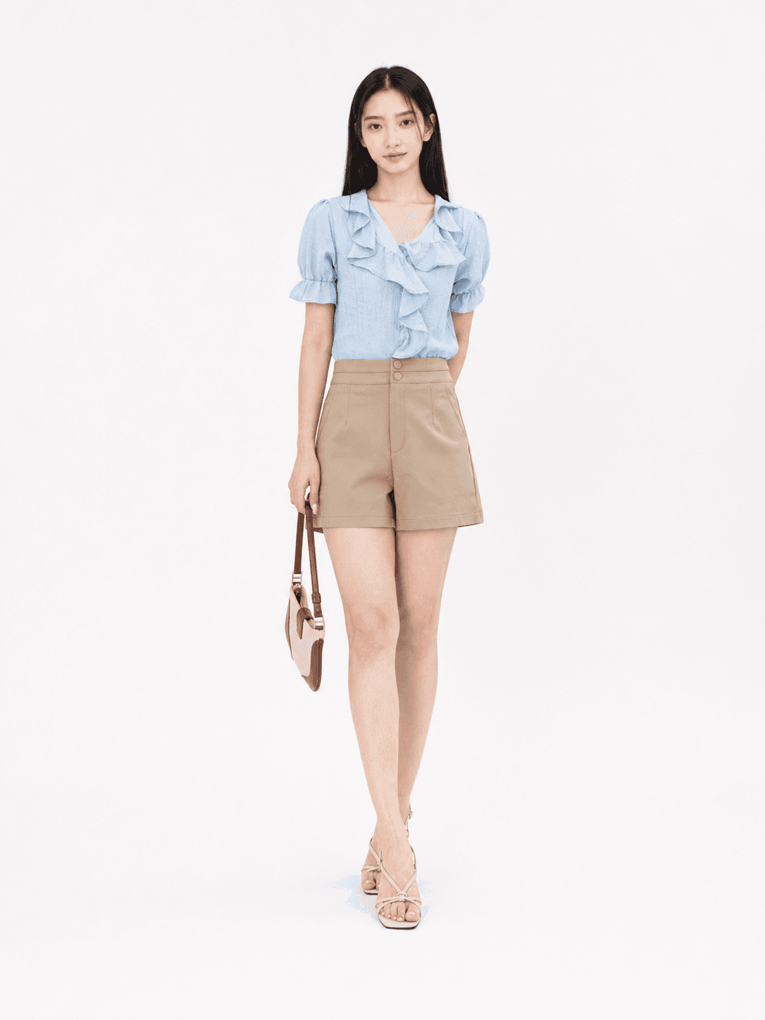 Ruffle Front Puff Sleeve Top ZBP5222