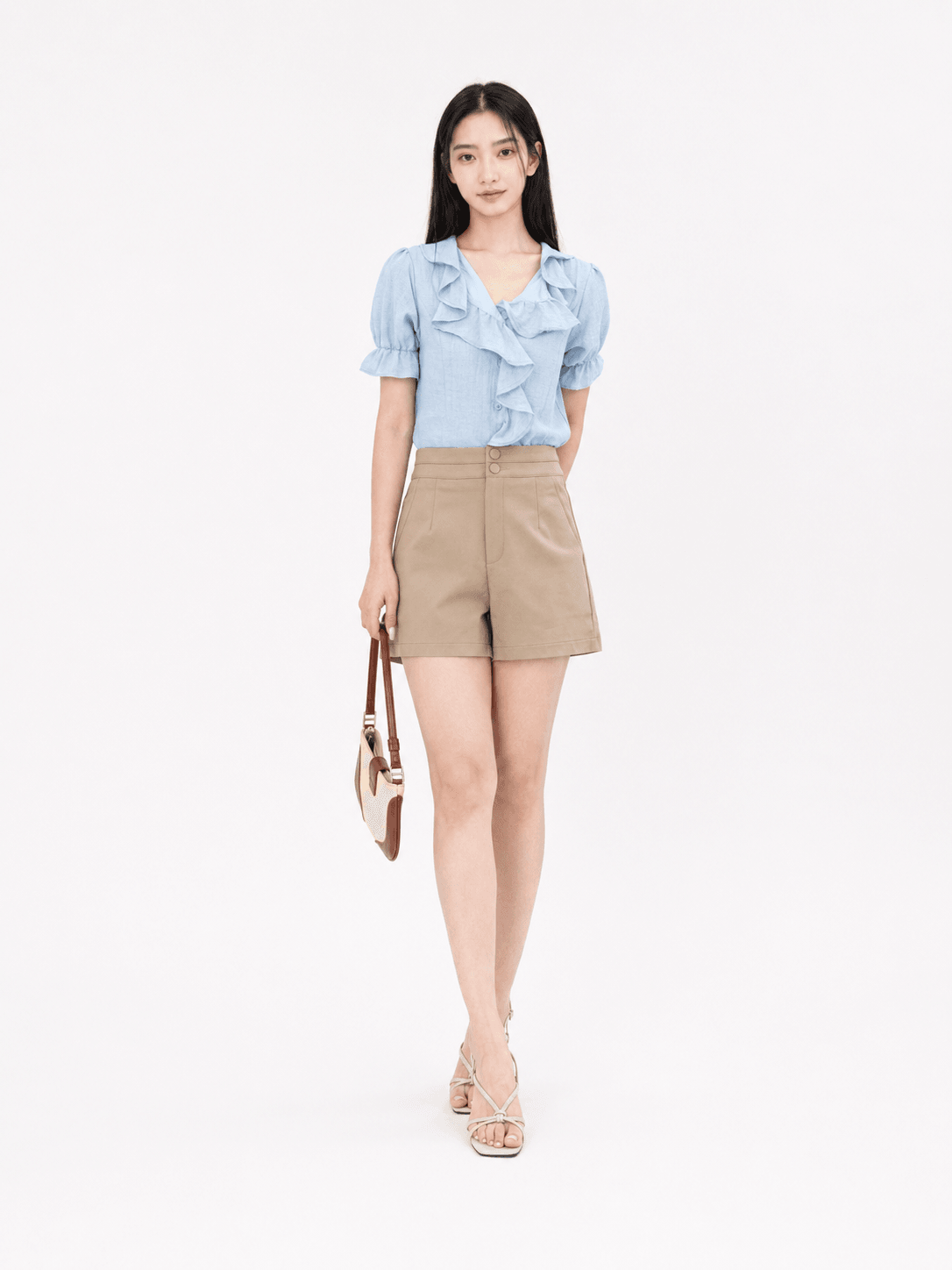 Ruffle Front Puff Sleeve Top ZBP5222