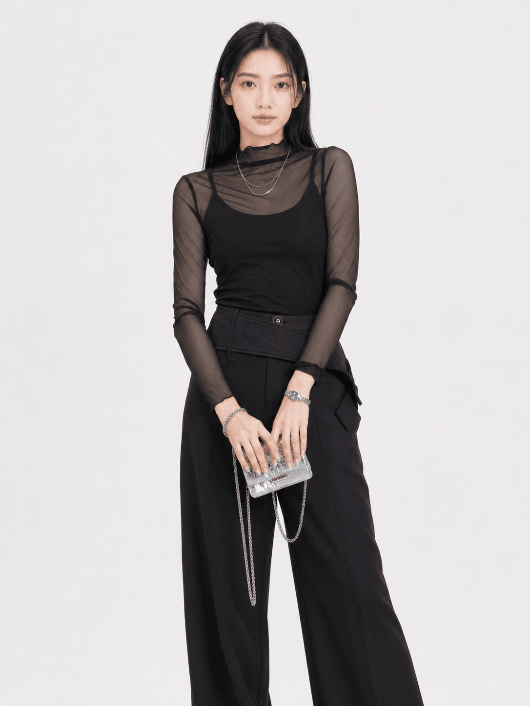 Statement Black Mesh Top ZBP5246