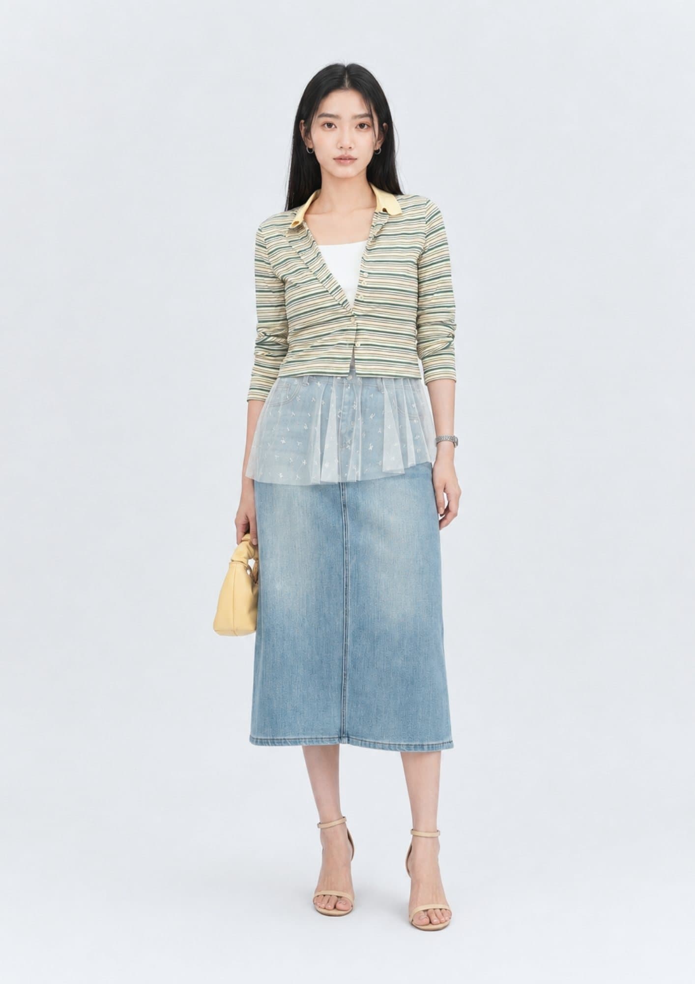 Versatile Denim Midi Skirt