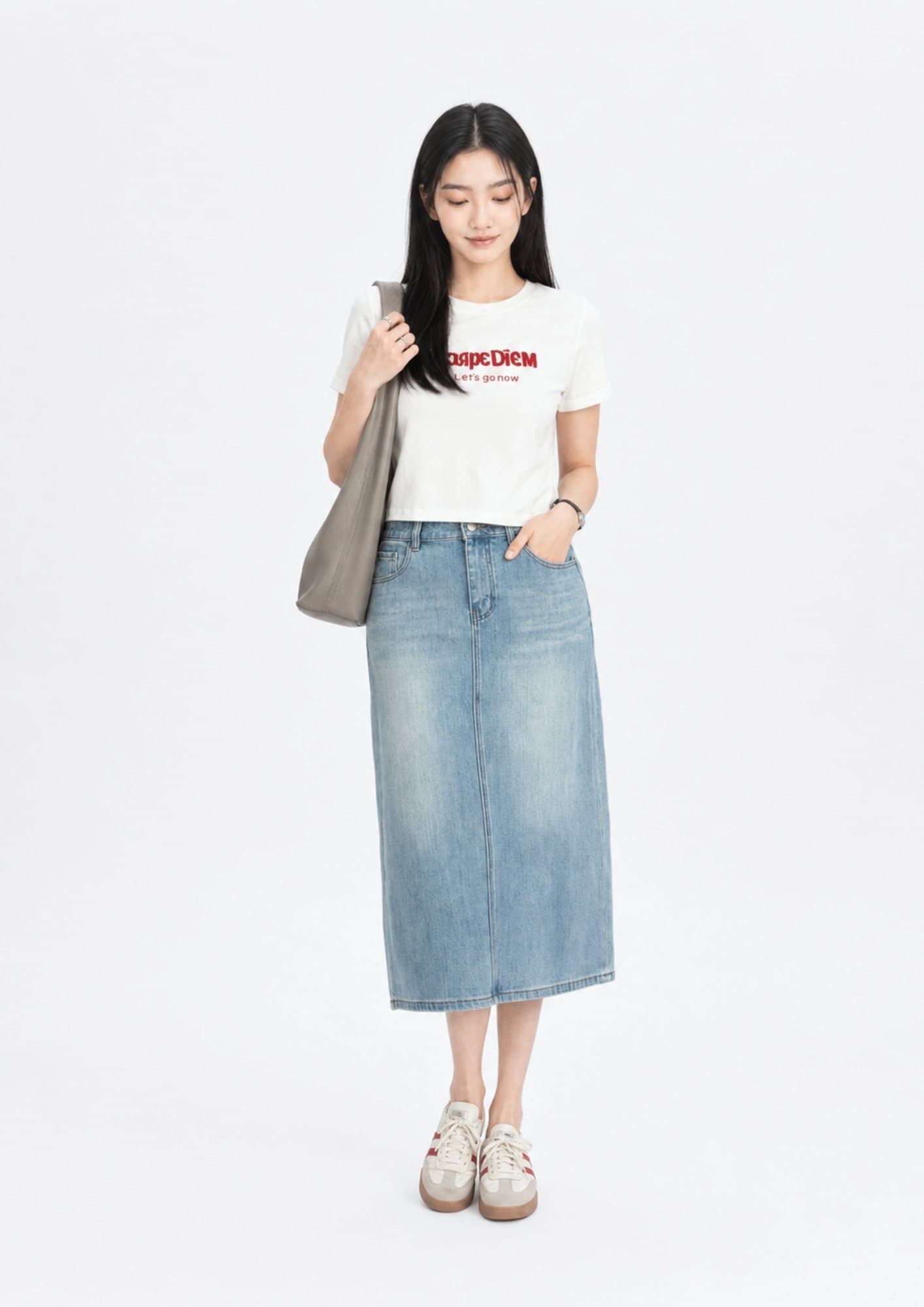 Versatile Denim Midi Skirt
