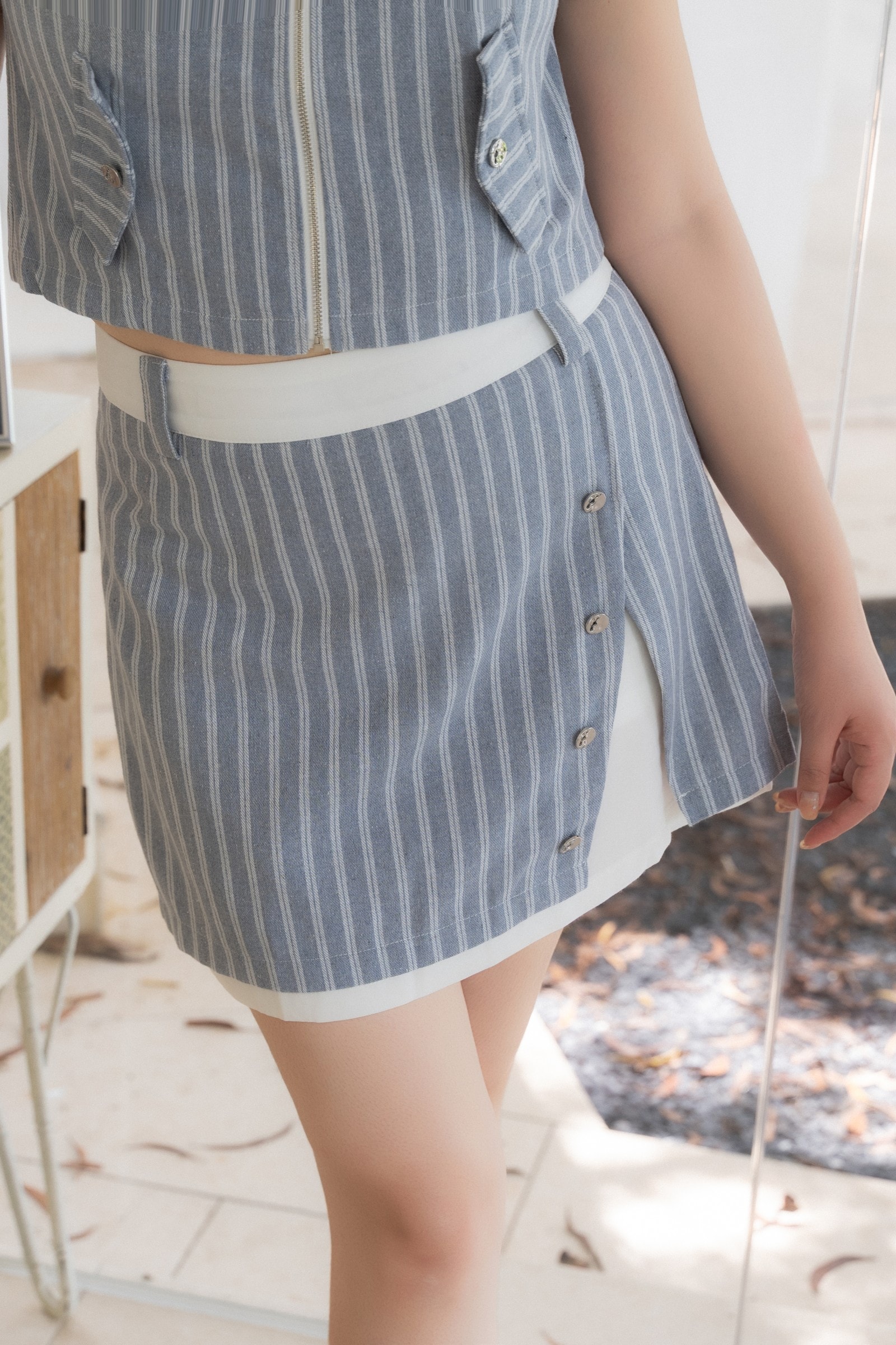 White Contrast Panel Skirt