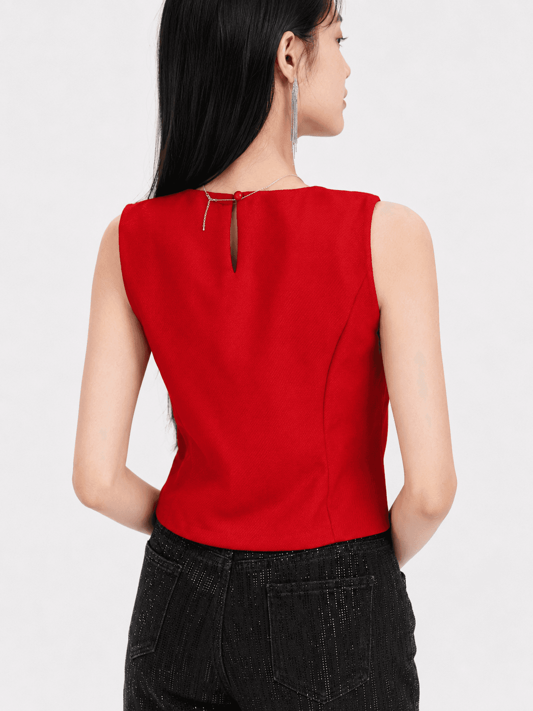 Luxe Red V-Neck Top