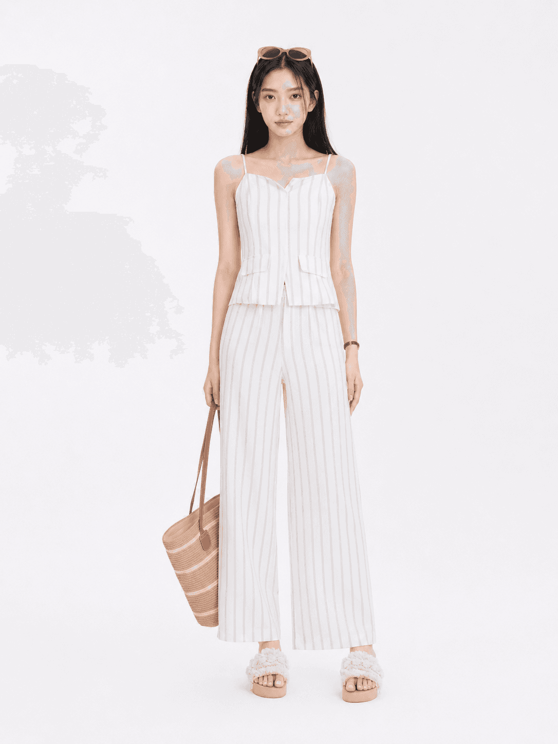 Cotton Linen Striped Blouses & Pants ZBP5245 ZLP5045