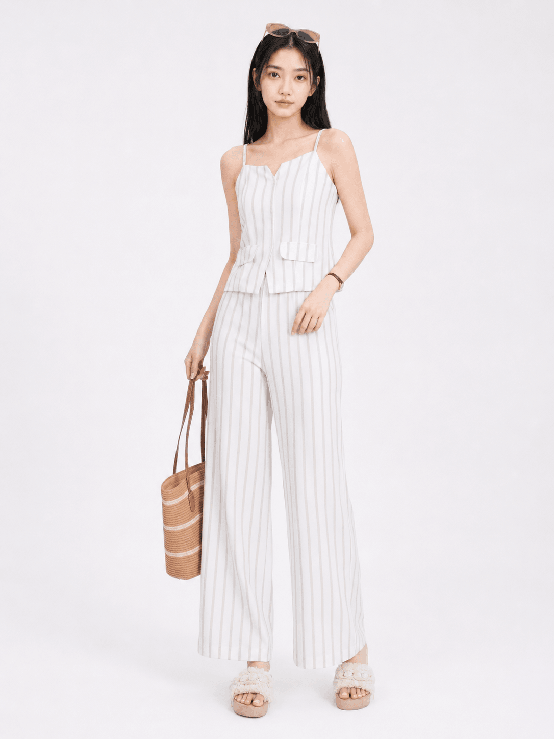 Cotton Linen Striped Blouses & Pants ZBP5245 ZLP5045
