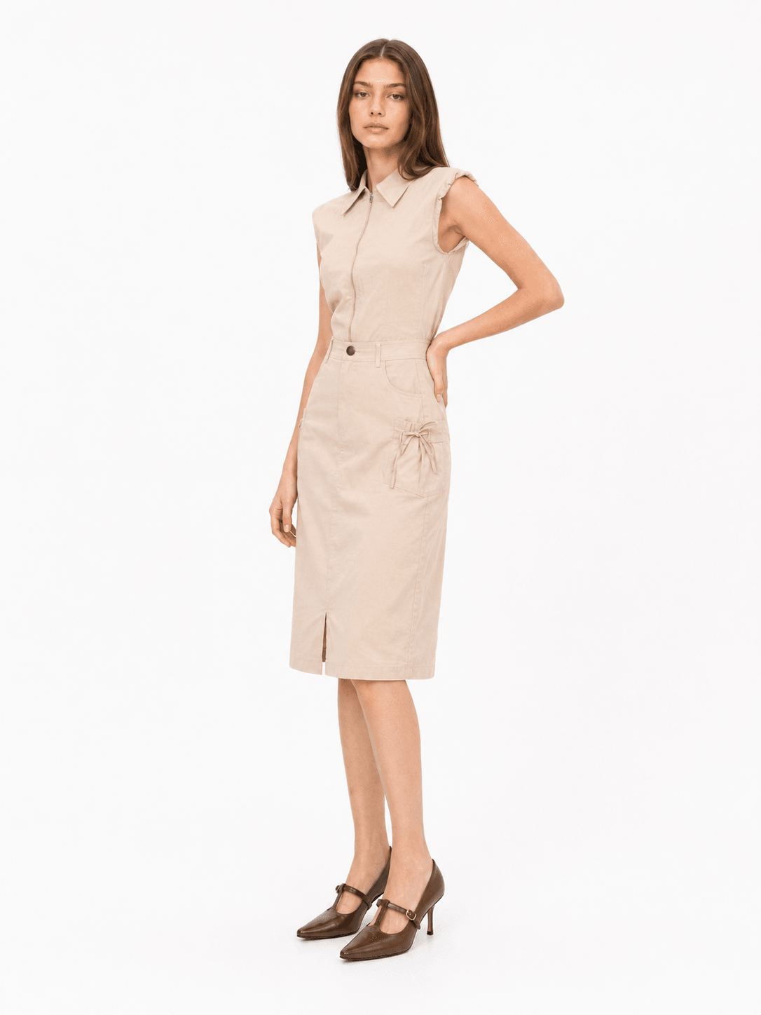 Drop Shoulder Zip-Up Top ZBP6010