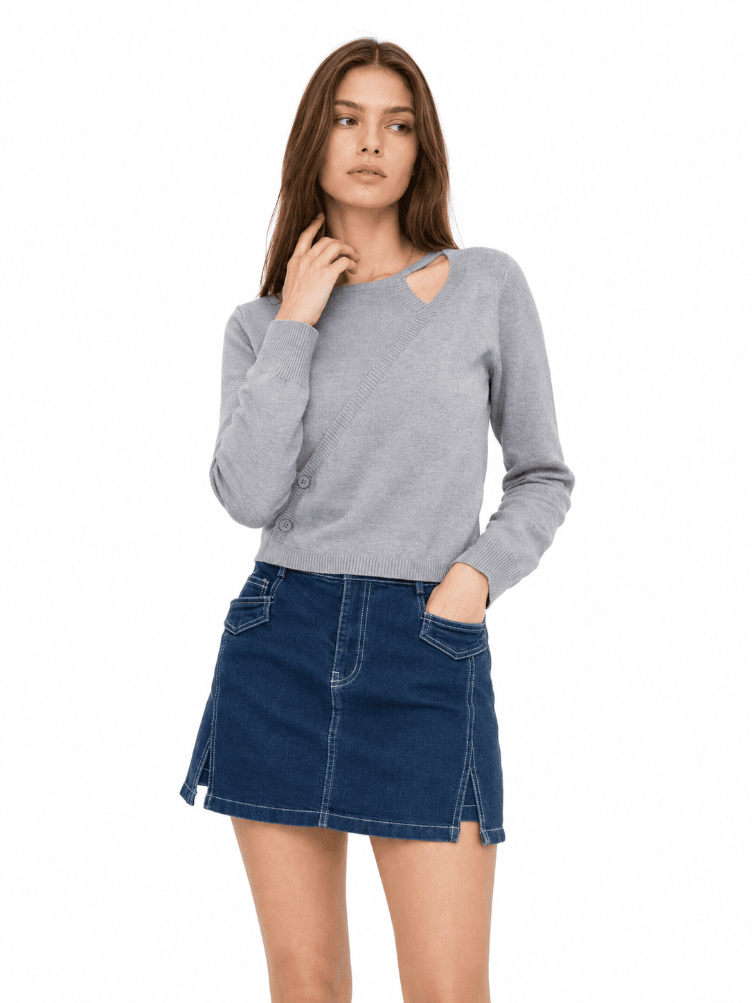 Unique Knit Long-Sleeve Top ZBP6057