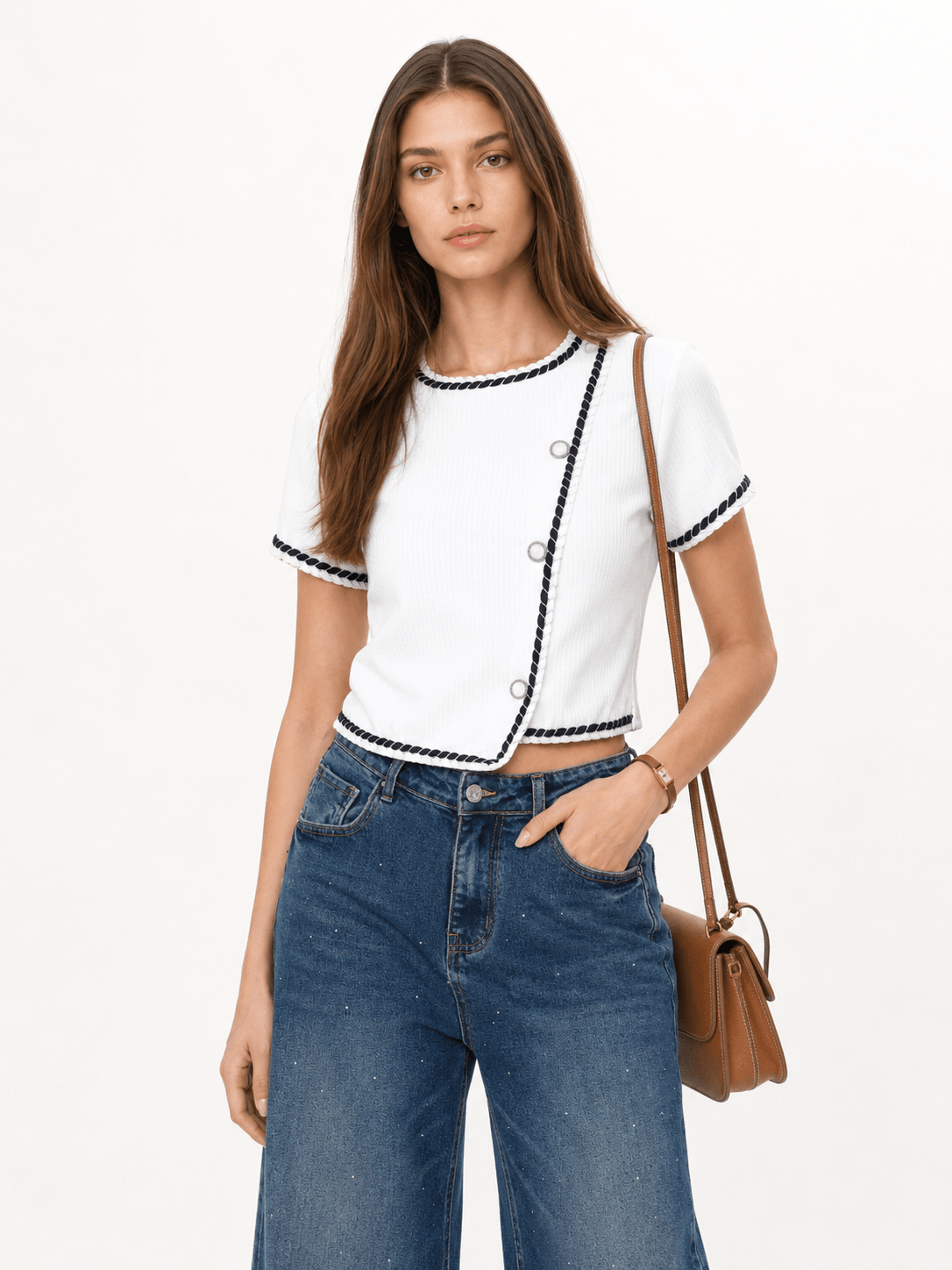 Elegant Tweed Asymmetric Top ZBP6069
