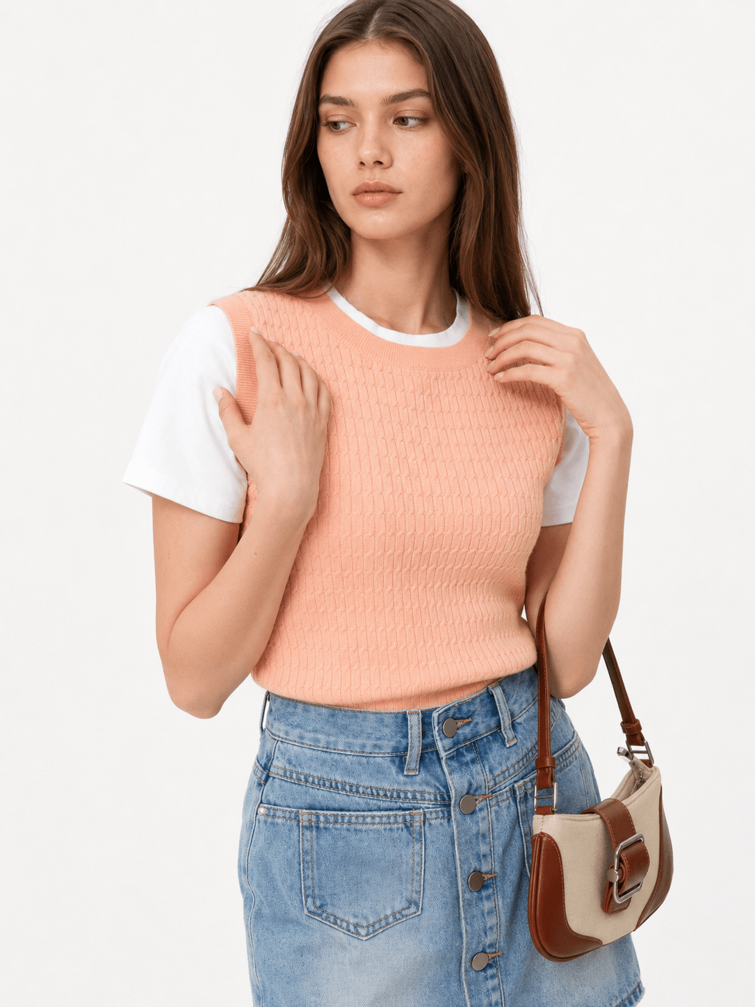 Fake Two-Piece Layered Tee ZB6078