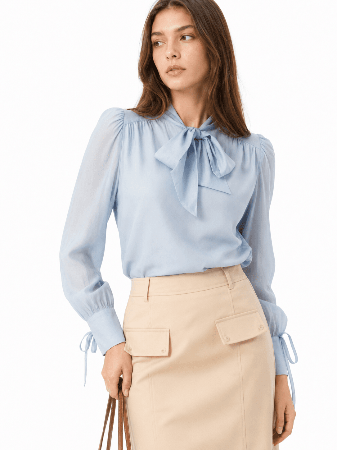Organza Tie-Neck Shirt ZBP6085