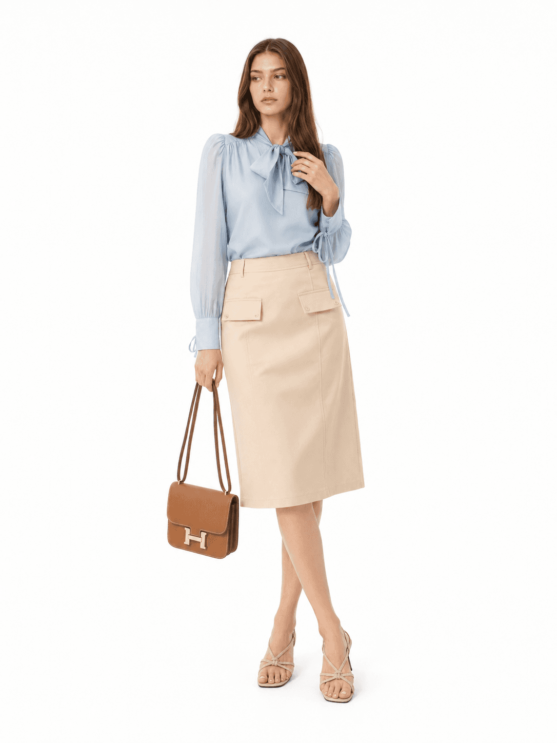 Organza Tie-Neck Shirt ZBP6085