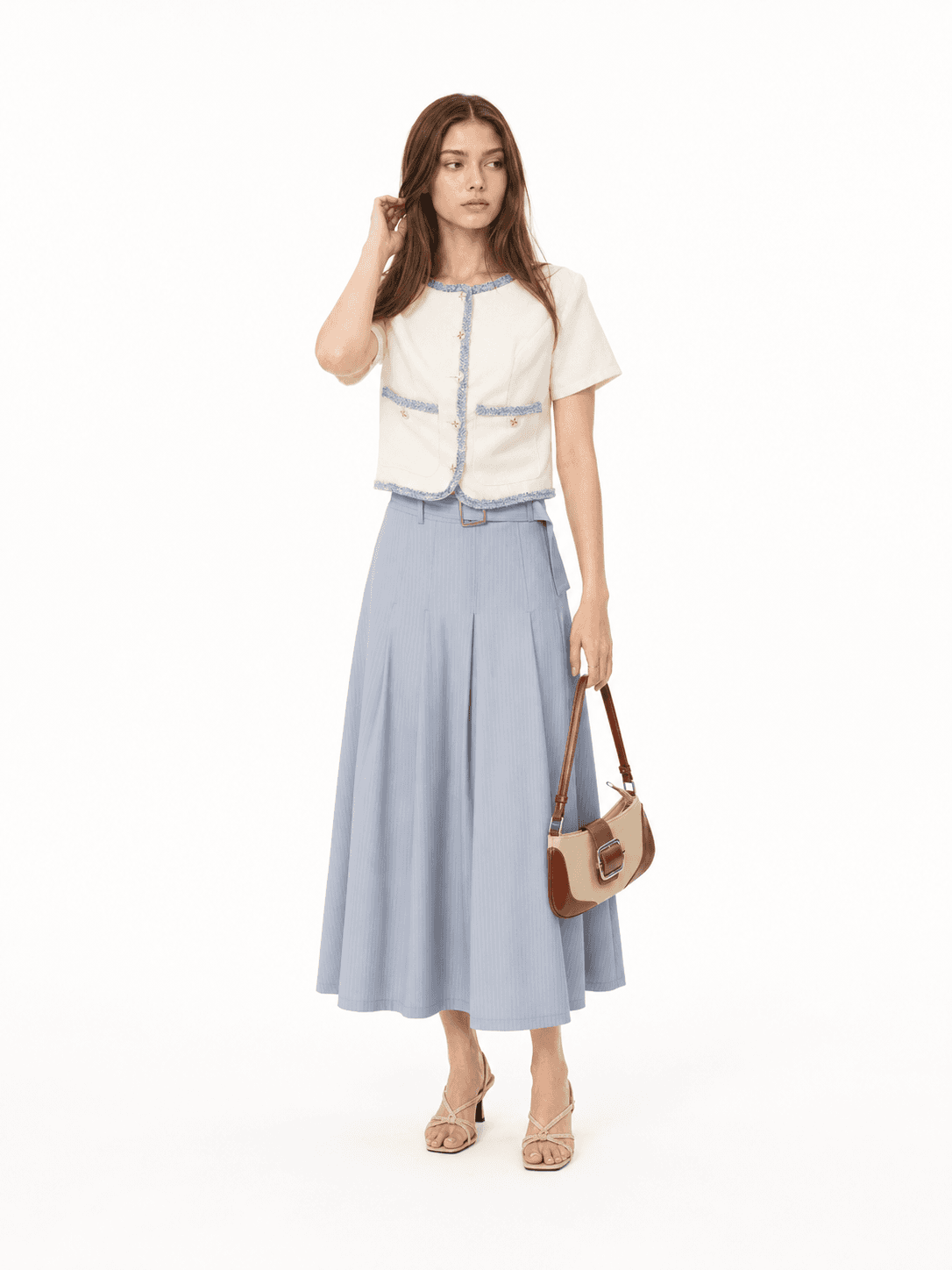 Dinah Tweed Button-Front Top ZBP6092