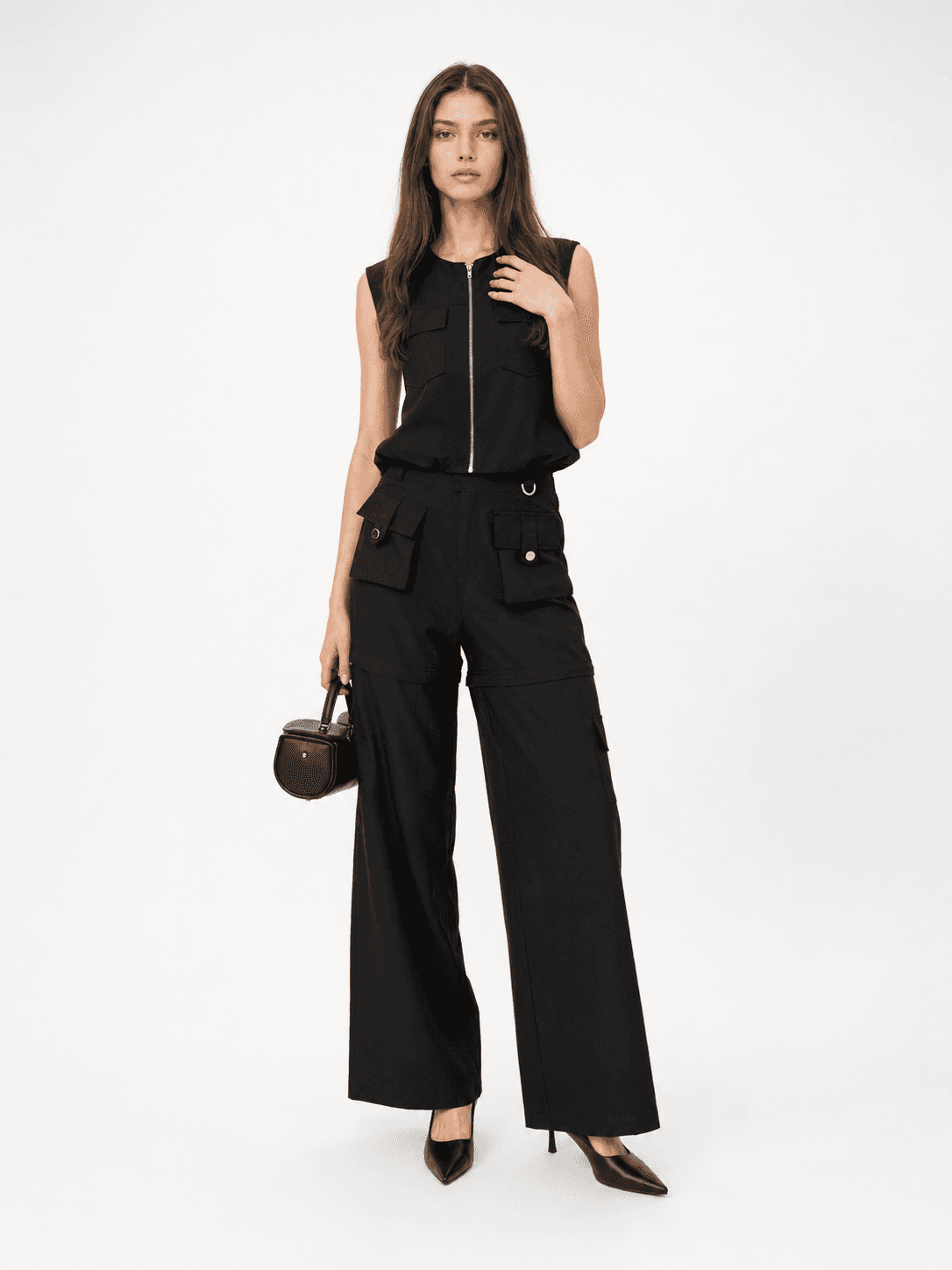Metal Zip Sleeveless Top ZBP6096