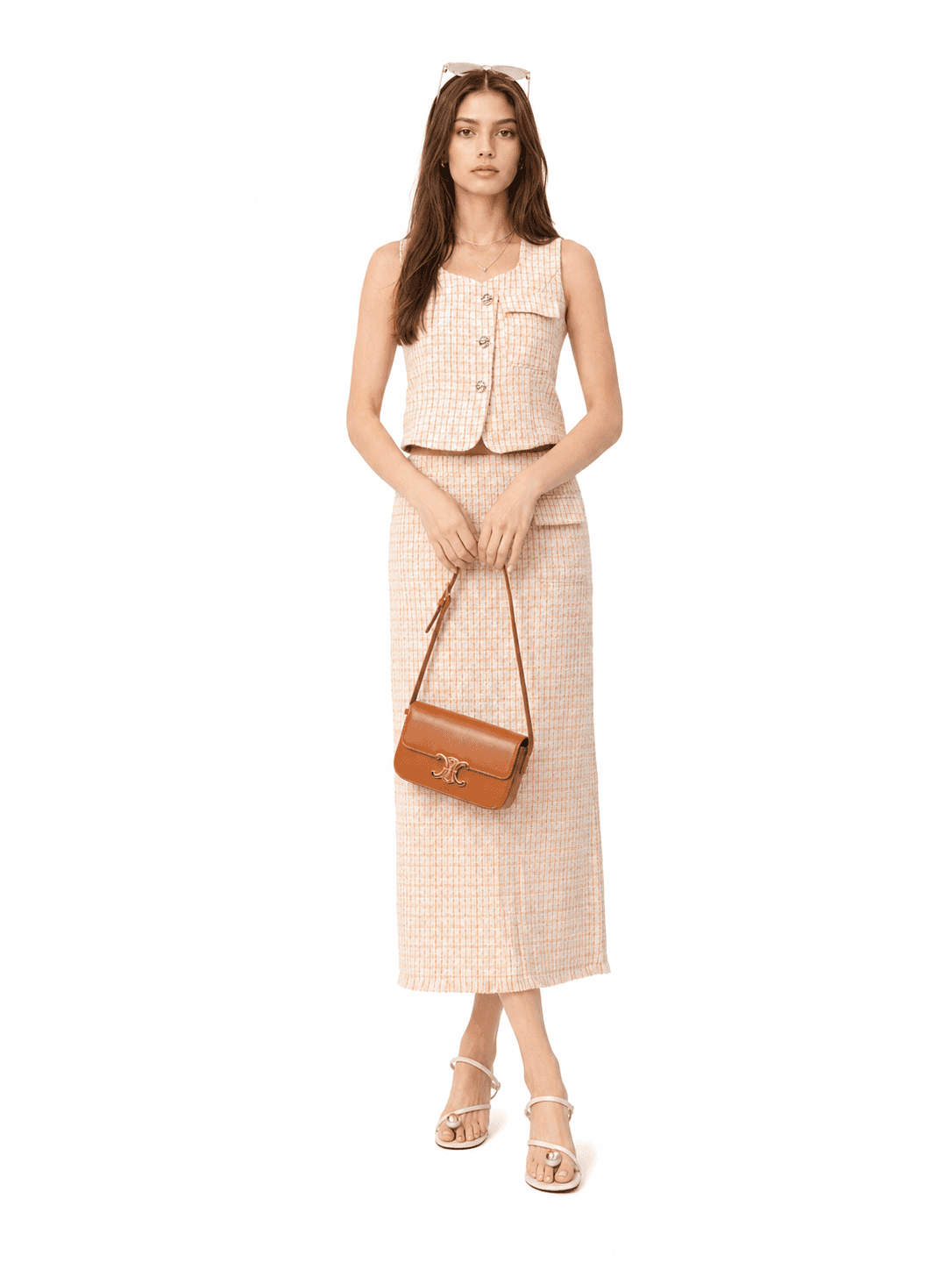 Tweed Check Sleeveless Top ZBP6099