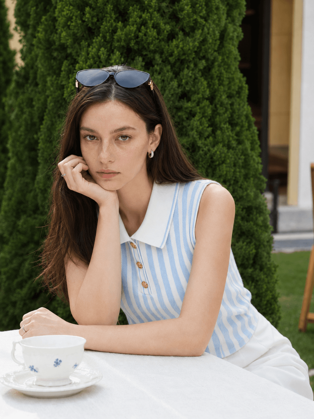 Collared Striped Knit Top ZBP6133