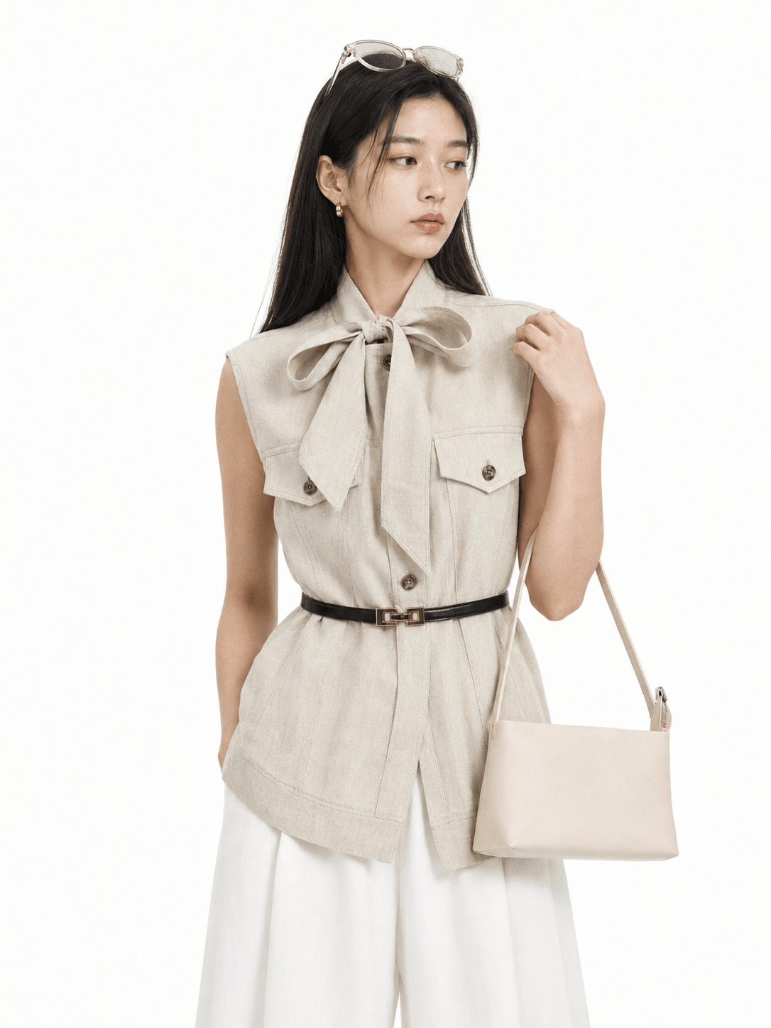 Longline Tie-Neck Sleeveless Top ZBP6140