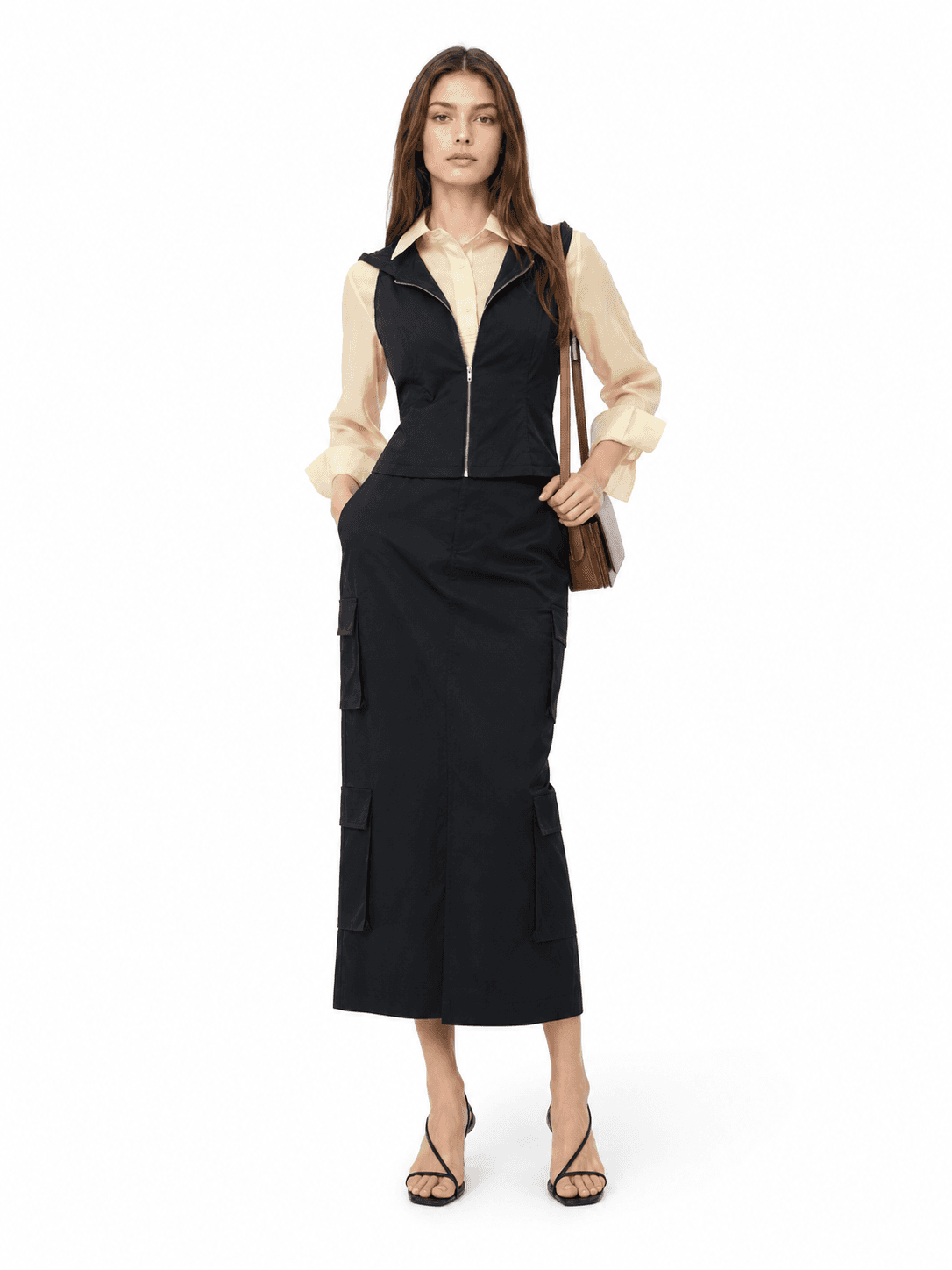 Hooded Zip-Up Sleeveless Top ZBP6142