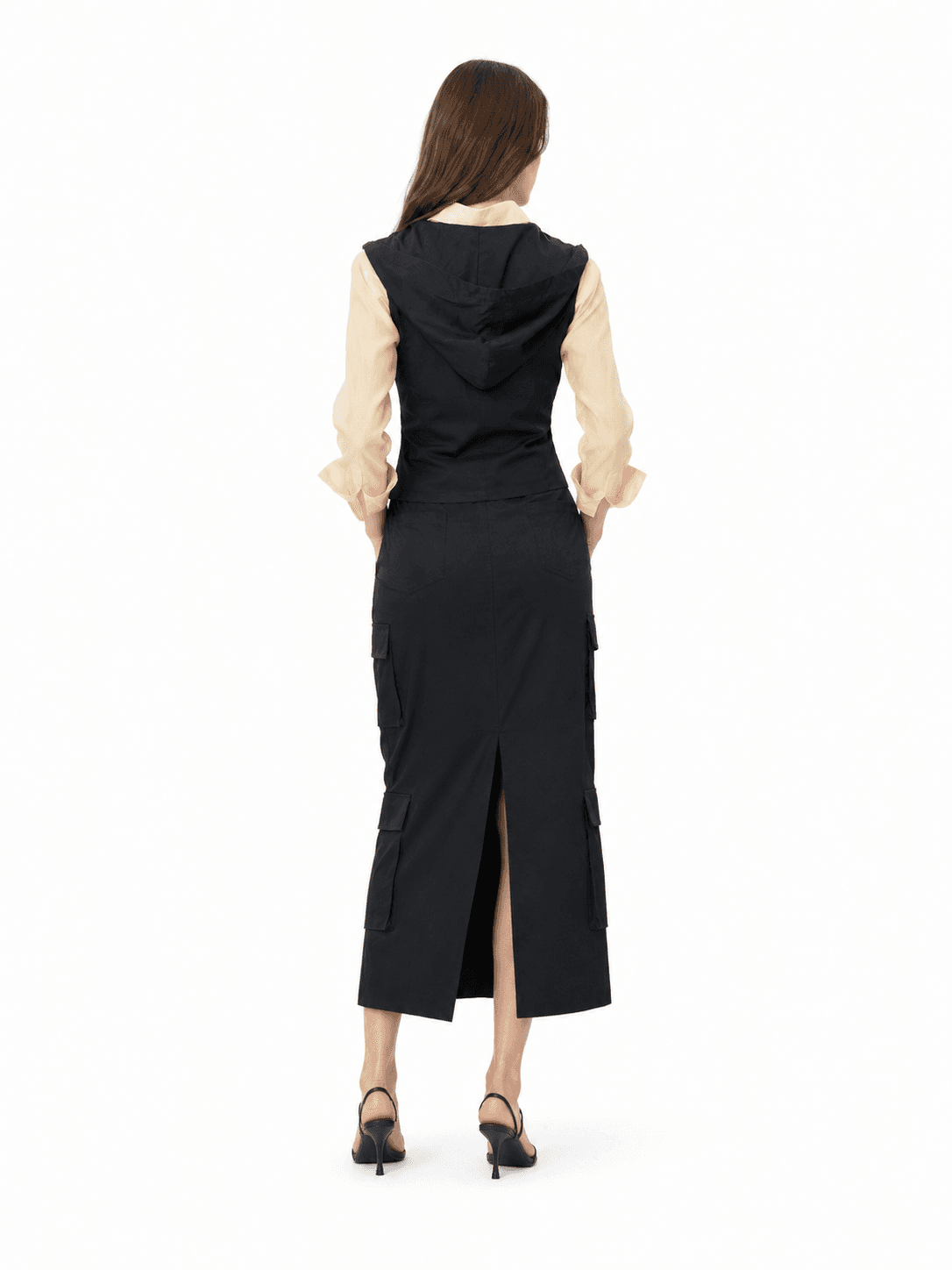 Hooded Zip-Up Sleeveless Top ZBP6142