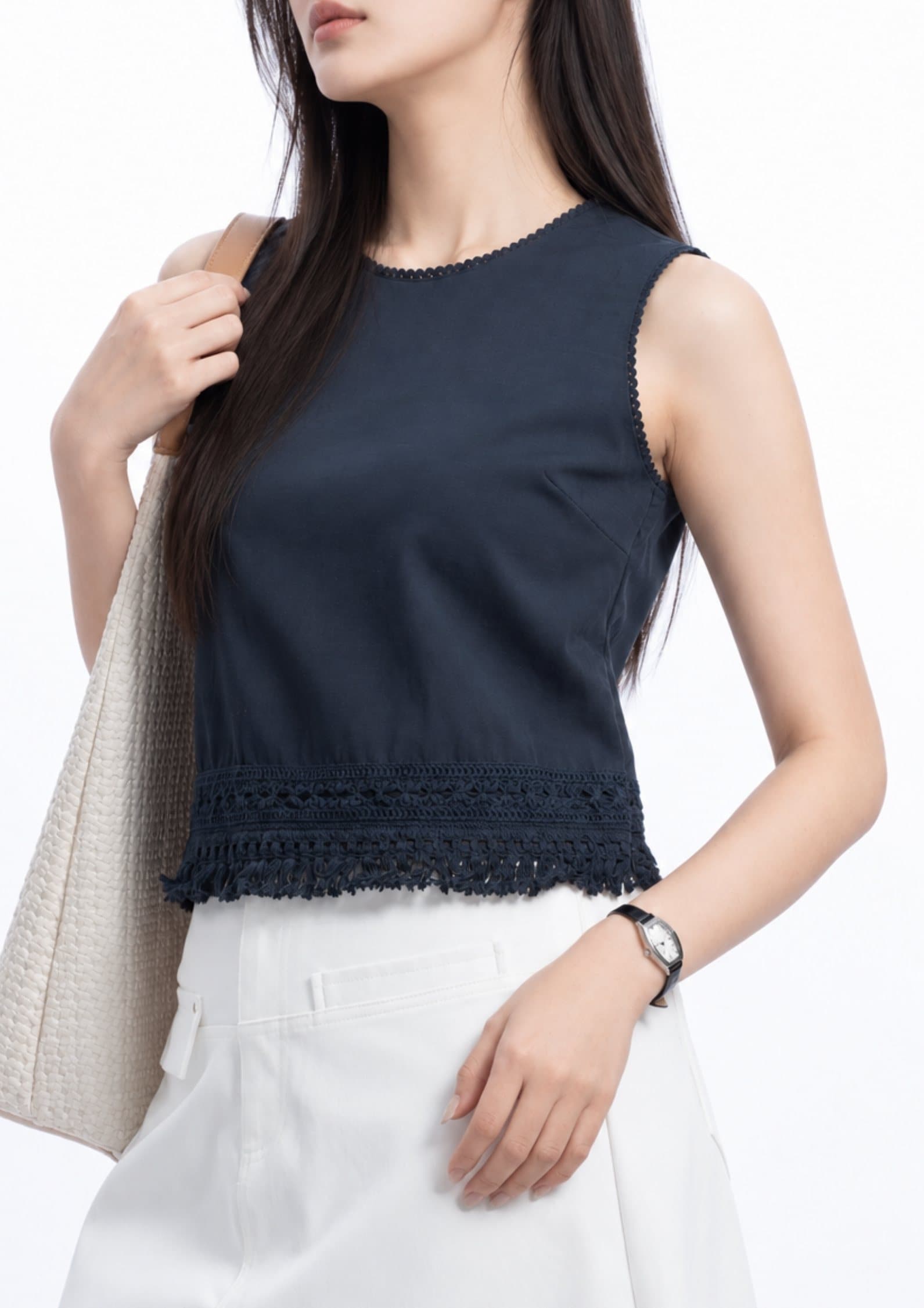 Adele Fringe Trim Sleeveless Top