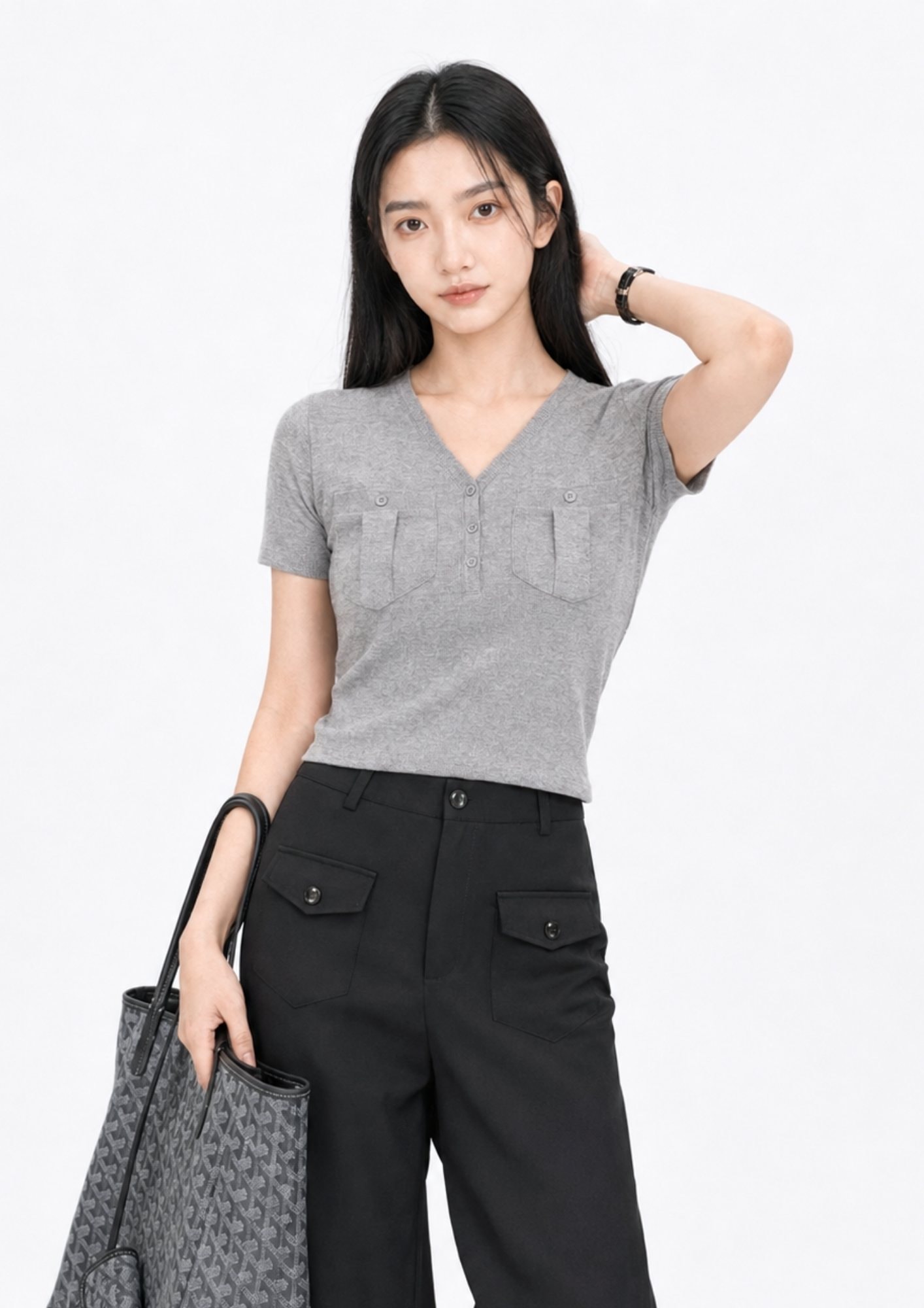 Knit Button Detail Top