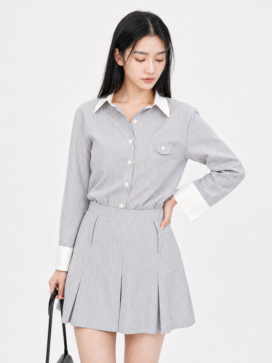 Harper Pinstripe Shirt Set