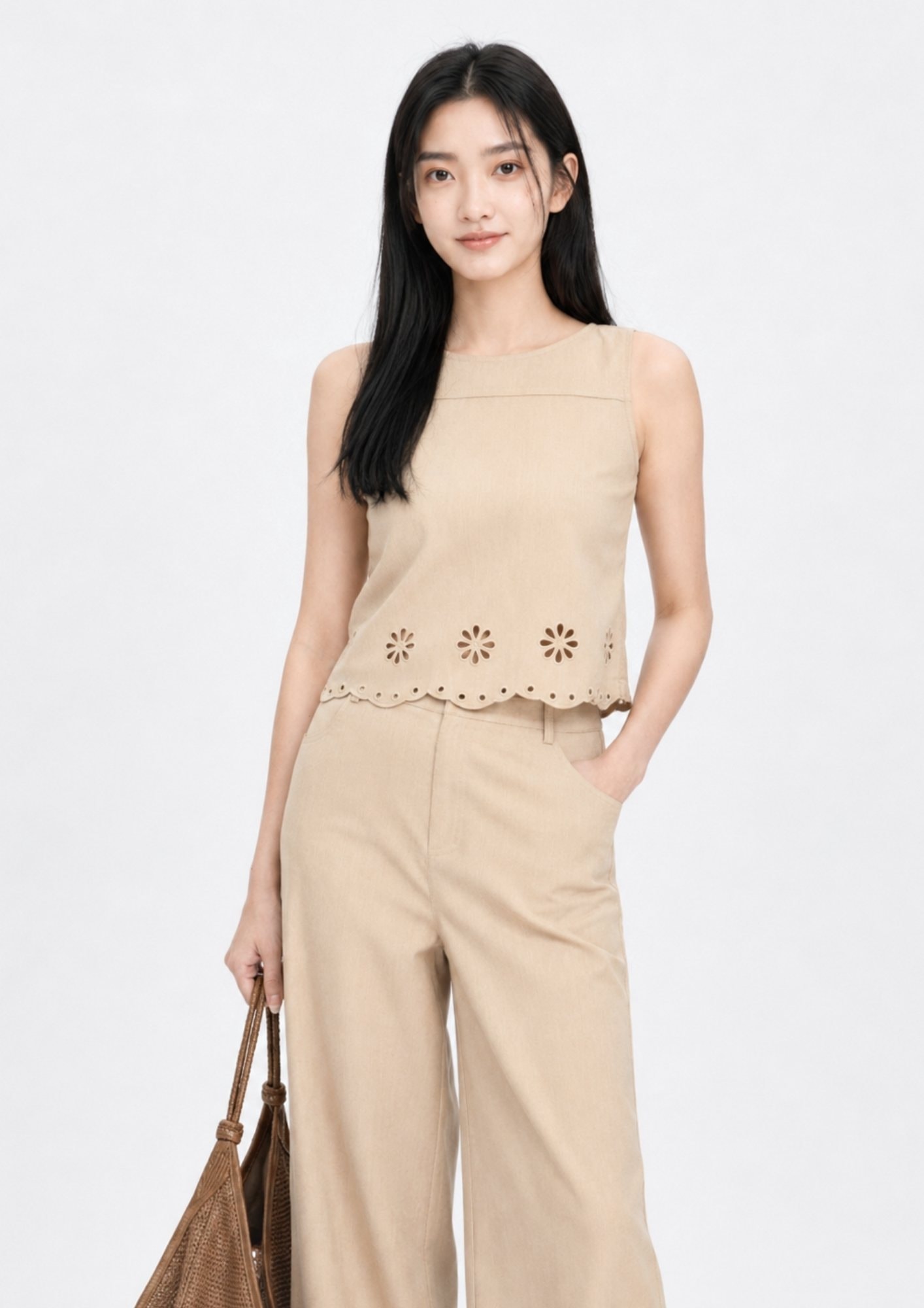 Embroidered Eyelet Sleeveless Top