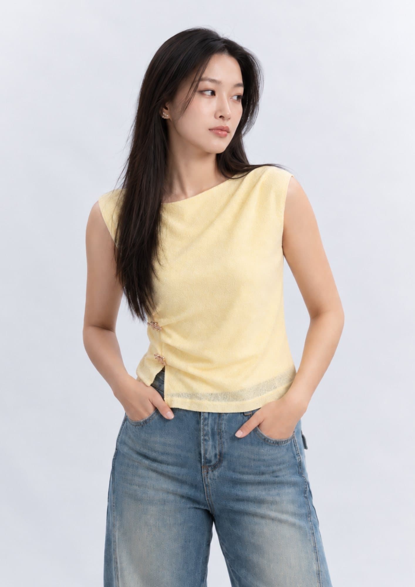 Draped Mesh Top