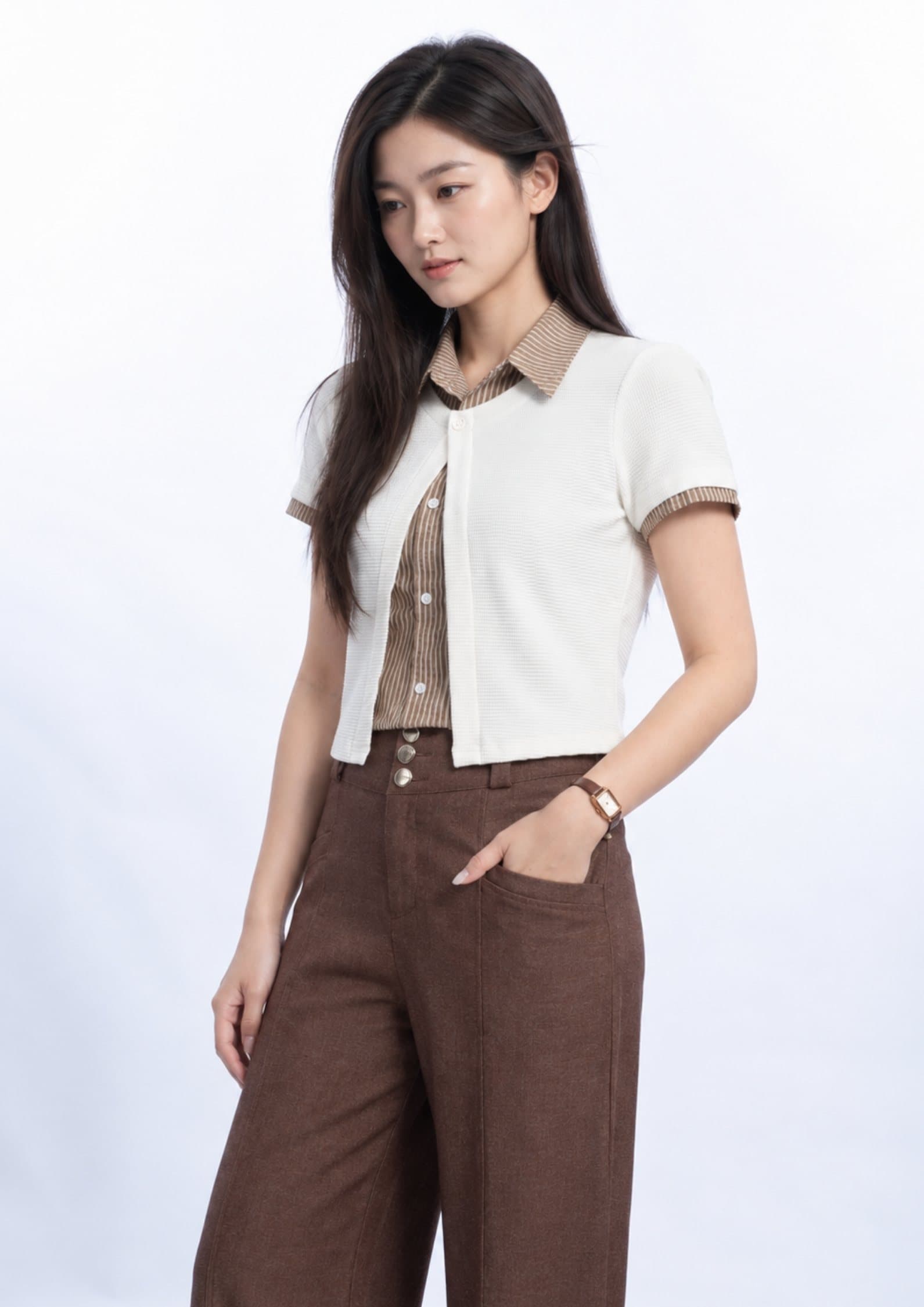 Maeve Layered Stripe Knit Shirt