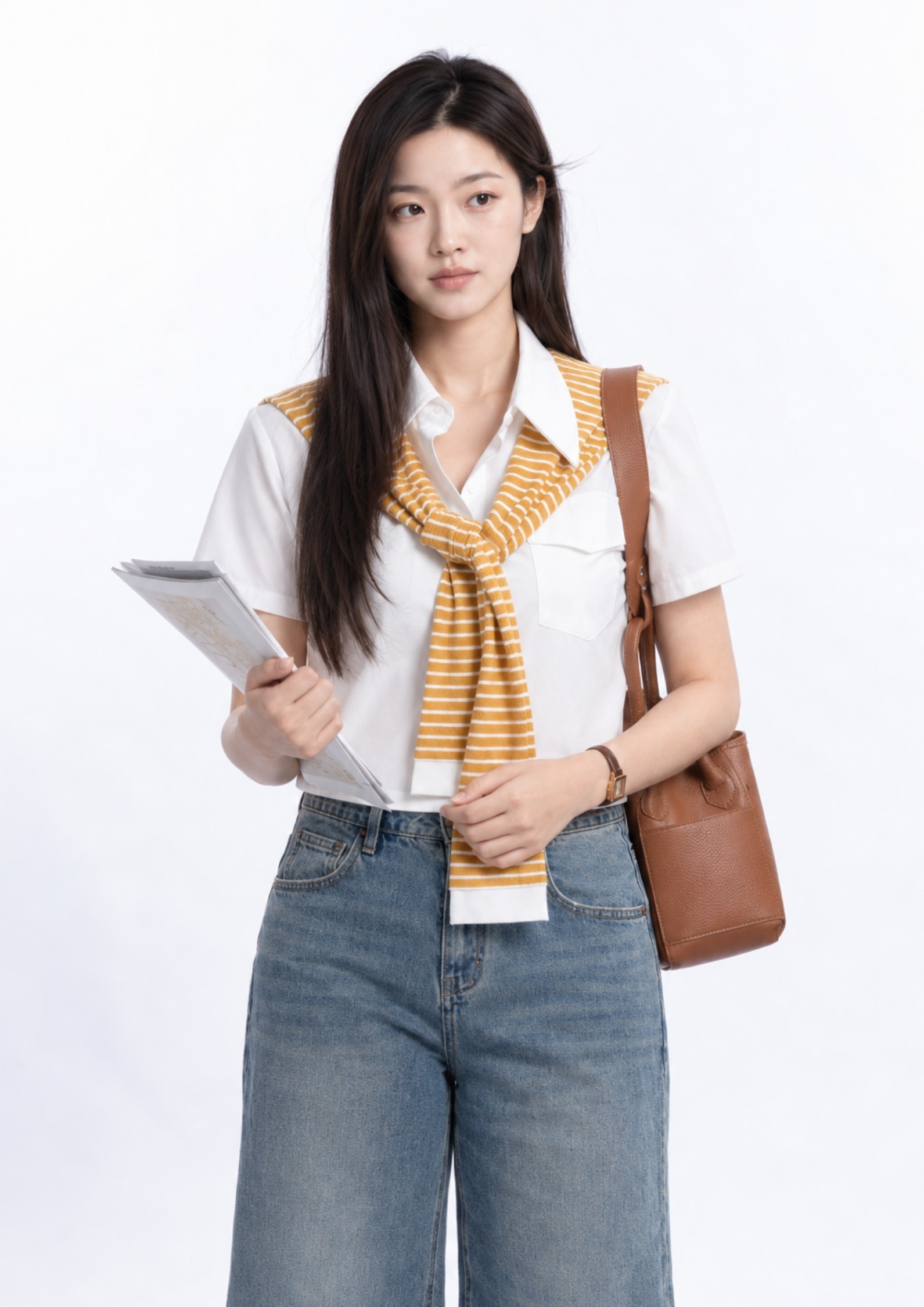Maren Striped Scarf Cotton Shirt