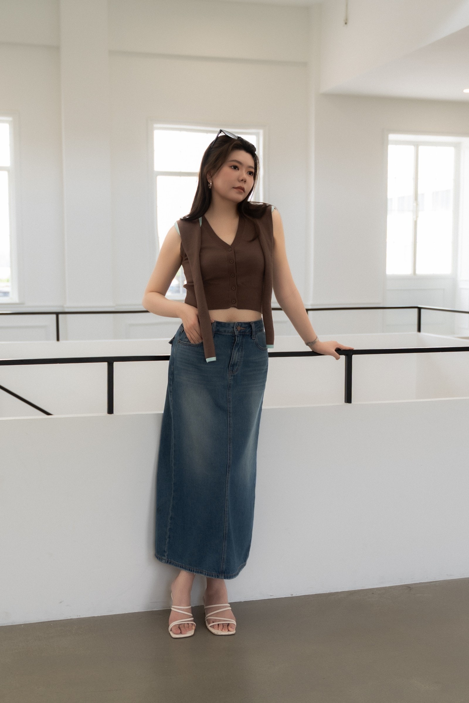 Longline Denim Skirt