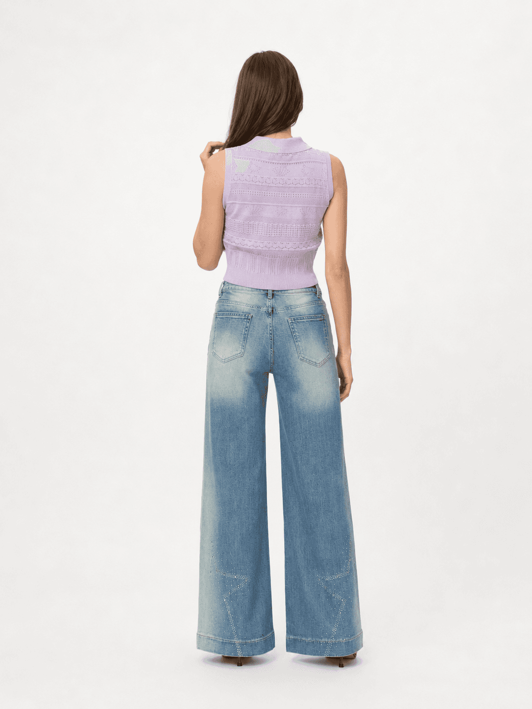 Star Rhinestone Denim Pants ZJL6006