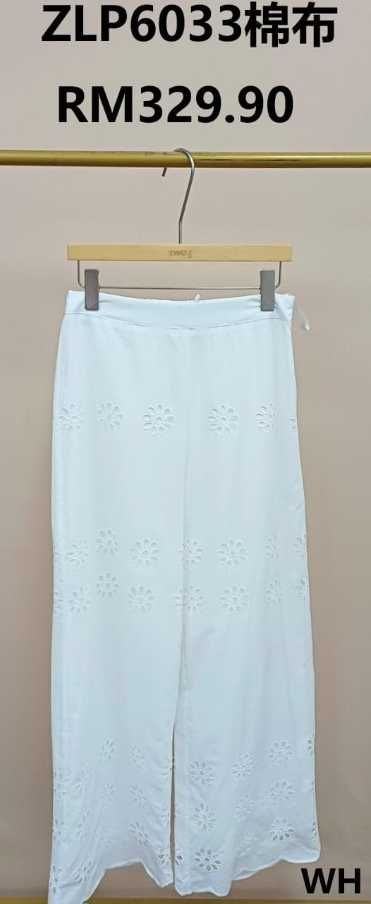 Floral Eyelet Wide-Leg Pants ZLP6033