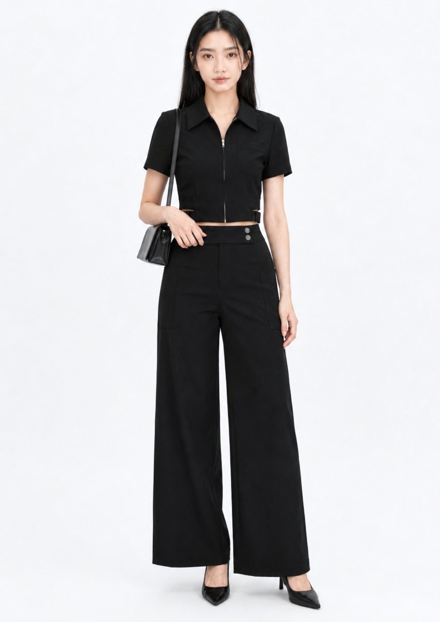 Trench Fabric Straight-Leg Pants