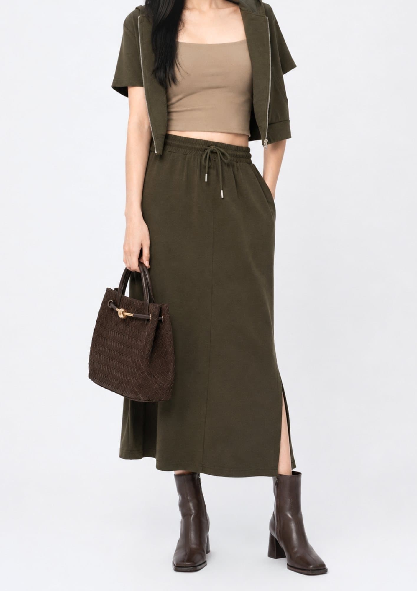 Easy Drawstring Midi Skirt ZSK6028