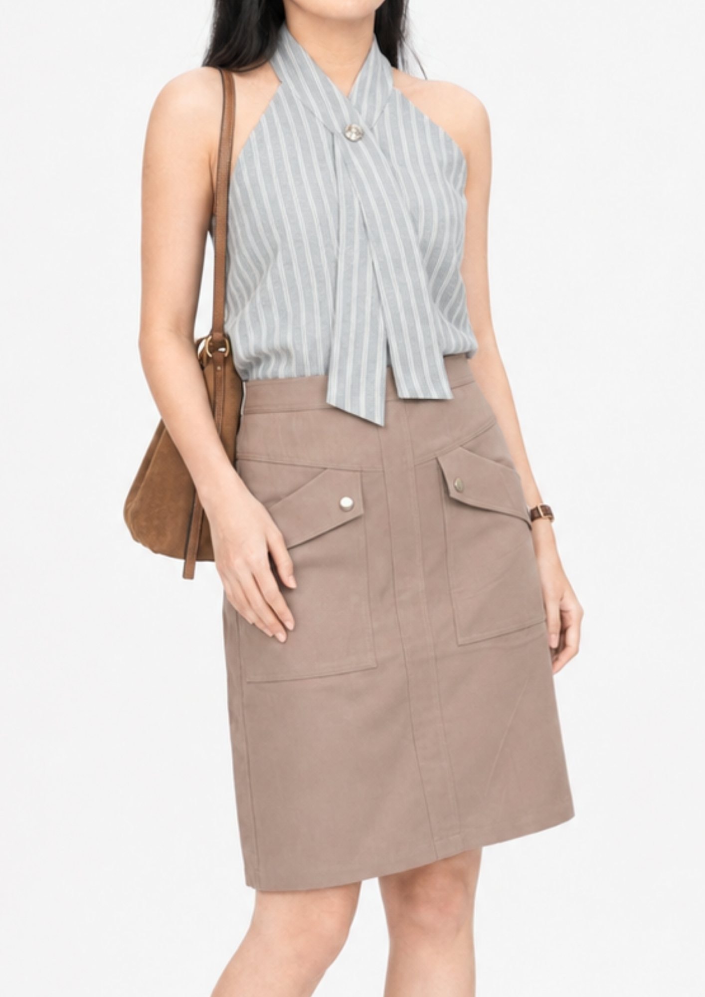 Slim-Fit Asymmetric Work Skirt