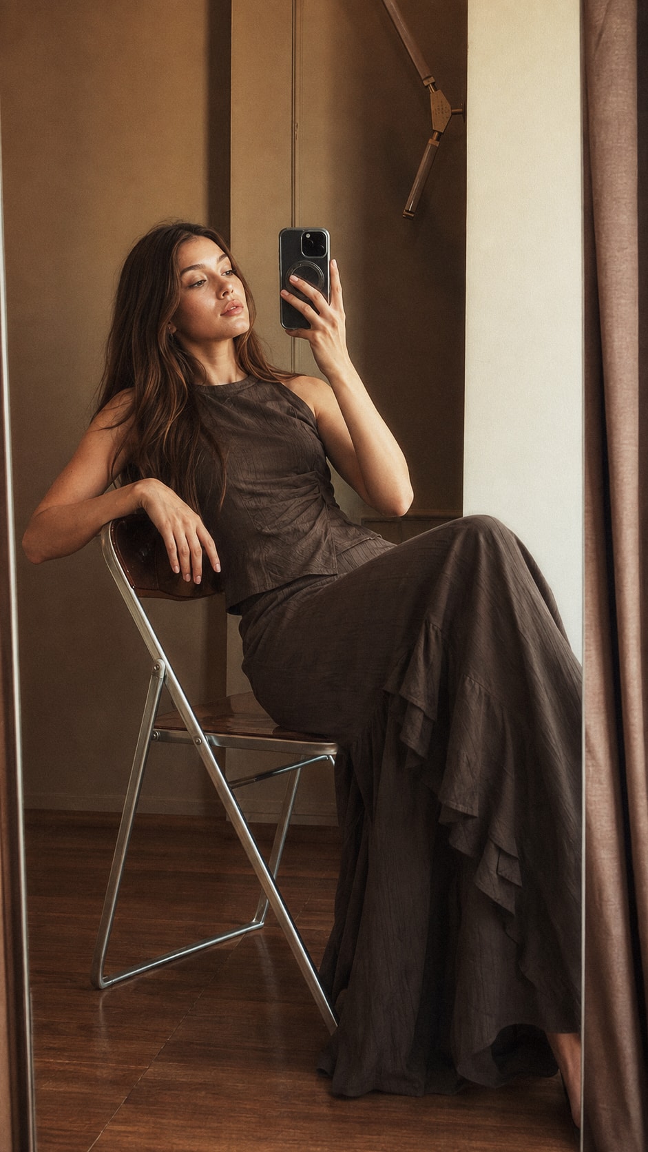 Flowy Linen Ruffle Skirt